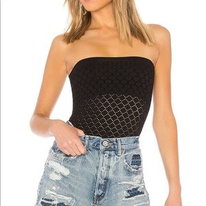 Free People Honey Black Textured Tube Top Black